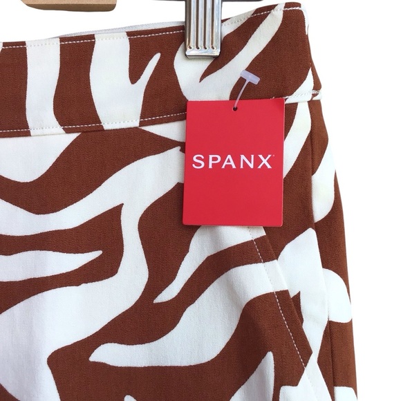 Spanx On-the-Go Printed Ankle Slim Straight Pant Clay Zebra Stripe Size Medium - Picture 8 of 12